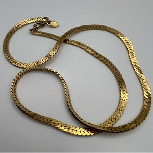 Monet gold tone flat chain necklace